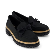Womens Cara Bow Loafer Black Leather