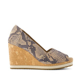 Womens Essential Wedge Taupe Snake Print Suede