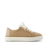 Womens Izzy Lace-Up Sneaker Taupe Premium Microfiber Suede