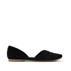 Womens Gemma D'Orsay Flat Black Croc Microsuede