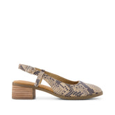 Womens Jaclyn Slingback Heel Taupe Snake Print Suede