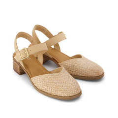 Womens Jaclyn Heel Natural Metallic Raffia