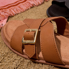 Womens Sol Slide Sandal Brown Sugar Leather