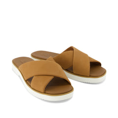 Mae Crossover Slide Sandal Brown Sugar Leather