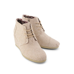 Womens Desert Wedge Ankle Bootie Natural Shimmer Twill