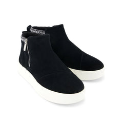 Womens Percy Mid Platform Sneaker Water Resistant Black Suede