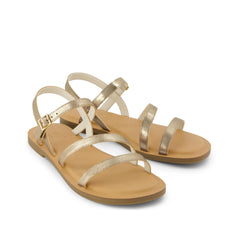 Womens Kira Strappy Sandal Gold Leather