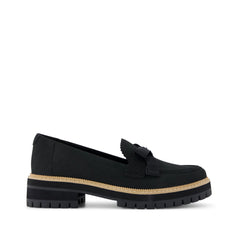 Womens Cara Bow Loafer Black Leather