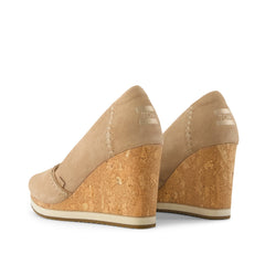 Womens Essential Wedge Taupe Deco Stitch Suede