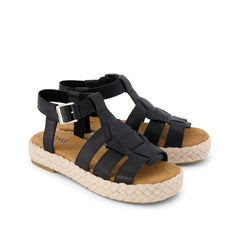 Womens Jac Fisherman Sandal Black Leather
