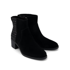 Womens Delilah Heeled Boot Black Geometric Sequins