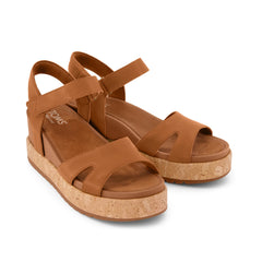Womens Alana Wedge Sandal Brown Leather