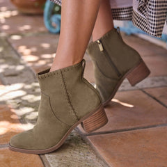 Womens Delilah Heeled Boot Water Repellent Military Olive Suede