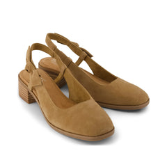 Womens Jaclyn Slingback Bow Heel Toffee Kid Suede