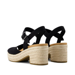 Isla Peep Toe Heeled Sandal Black Beachside Woven