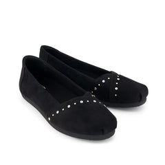 Womens Alpargata Ballet Flat Black Microsuede