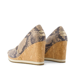 Womens Essential Wedge Taupe Snake Print Suede