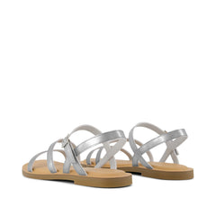 Womens Kira Strappy Sandal Silver Leather