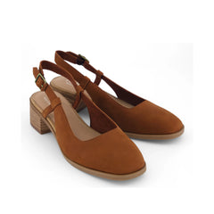 Womens Jaclyn Slingback Heel Amber Brown Nubuck Leather