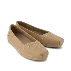 Womens Alpargata Ballet Flat Taupe Microsuede