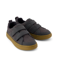 Cruz Double Strap Kids Sneaker Forged Iron Deboss Suede