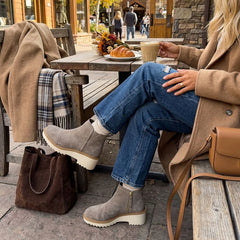 Womens Maude Wedge Boot Canteen Suede