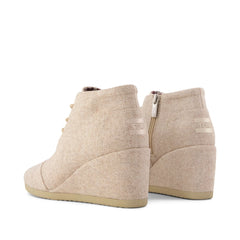 Womens Desert Wedge Ankle Bootie Natural Shimmer Twill