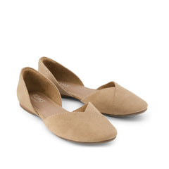 Womens Gemma D'Orsay Flat Taupe Metallic Crosshatch Suede