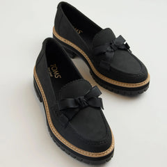 Womens Cara Bow Loafer Black Leather