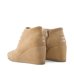 Womens Desert Wedge Ankle Bootie Taupe Suede