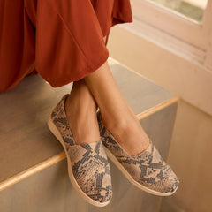 Womens Alpargata Plus Taupe Snake Print Suede