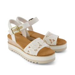 Womens Diana Wedge Sandal Natural Floral Crochet