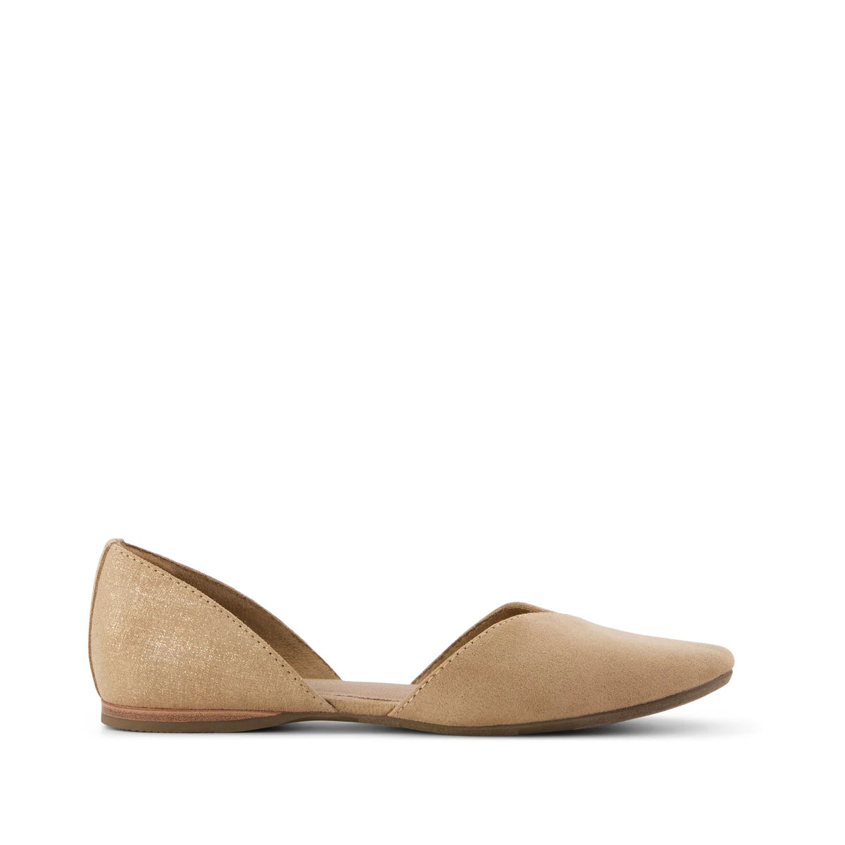 Womens Gemma D'Orsay Flat Taupe Metallic Crosshatch Suede