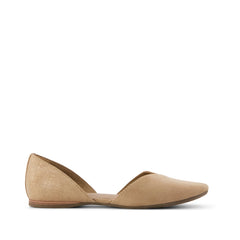 Womens Gemma D'Orsay Flat Taupe Metallic Crosshatch Suede