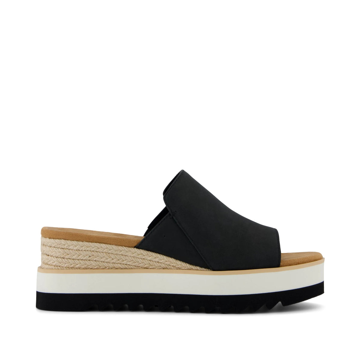 Diana Mule Wedge Sandal Black Leather