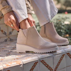 Maude Oatmeal Suede Wedge Boot