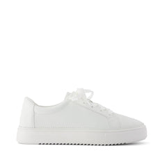 Womens Izzy Lace-Up Sneaker White Faux Leather