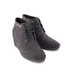 Womens Desert Wedge Ankle Bootie Forged Iron Suede
