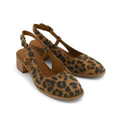 Womens Jaclyn Slingback Heel Brown Sugar Leopard Print Suede