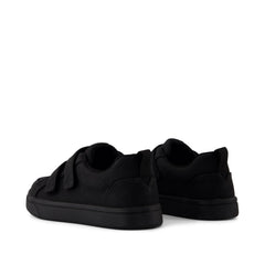 Cruz Double Strap Kids Sneaker Black Microsuede