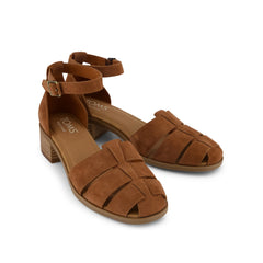 Jaclyn Fisherman Heel Amber Brown  Kid Suede