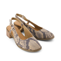 Womens Jaclyn Slingback Heel Taupe Snake Print Suede