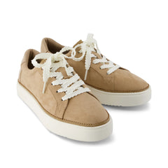 Womens Izzy Lace-Up Sneaker Taupe Premium Microfiber Suede