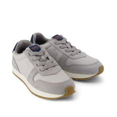 TRVL LITE Retro Runner Kids Sneaker Water Repellent Drizzle Grey Vintage Twill