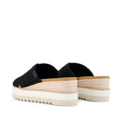 Womens Diana Crossover Mule Wedge Sandal Black Canvas