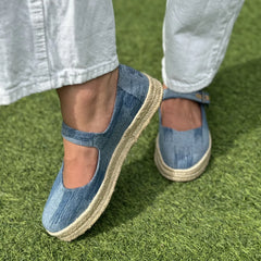 Carolina Mary Jane Espadrille Dark Sky Textured Denim