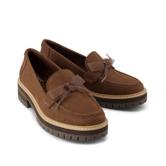 Womens Cara Bow Loafer Hot Cocoa Leather