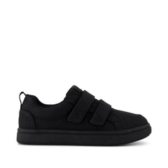 Cruz Double Strap Kids Sneaker Black Microsuede
