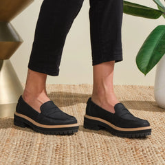 Cara Black Leather Loafer