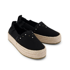 Valencia Platform Kids Espadrille Black Brushed Twill